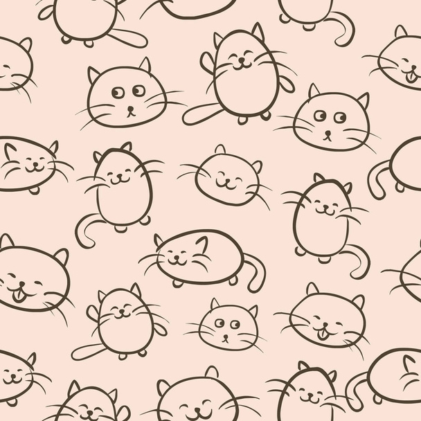 kittens vector background seamless cat beige - Vector, Imagen