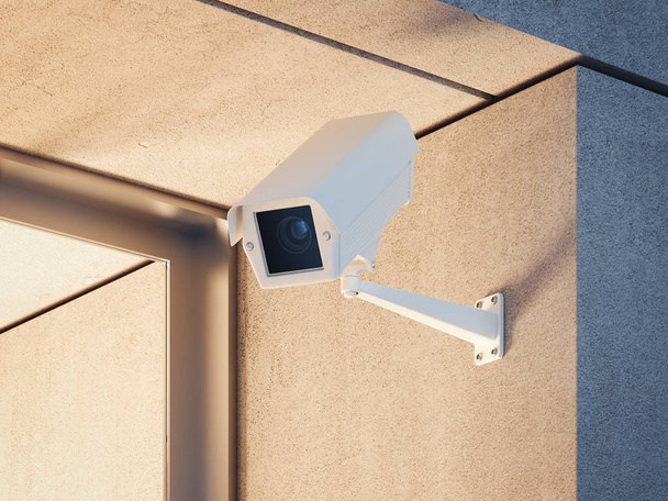 Security camera at the entrance of the building. 3d rendering - Foto, Imagen