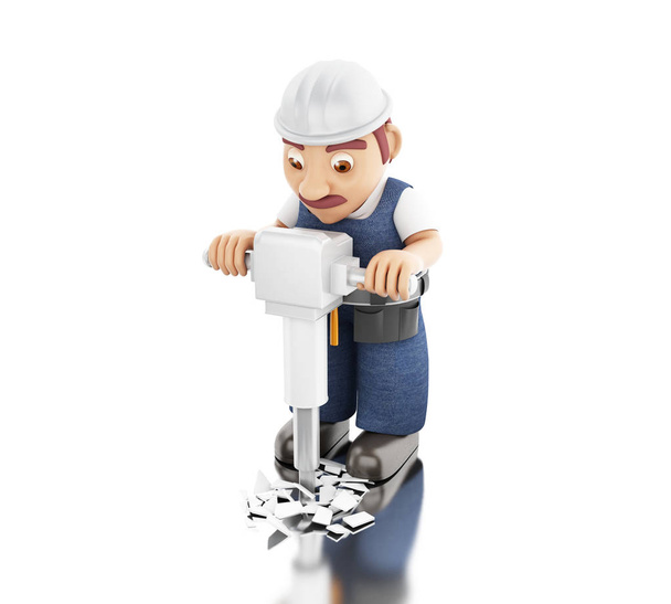 3d Worker with a jackhammer working on a construction - Fotografie, Obrázek