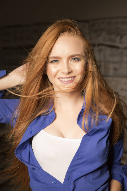 Long Red Hair and an Amazing Smile  - Fotoğraf, Görsel