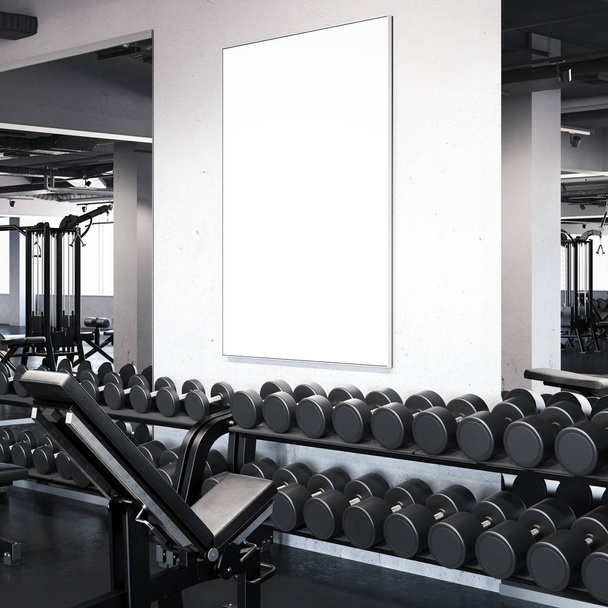Modern gym with picture frame on the wall. 3d rendering - Foto, Bild