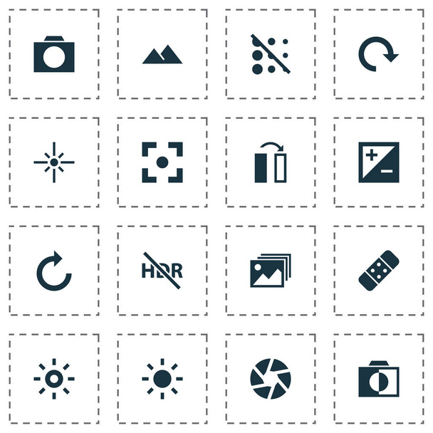 Image Icons Set. Collection Of Mode, Capture, Filtration And Other Elements. Also Includes Symbols Such As Photo, Apparatus, Camera. - Vector, Image