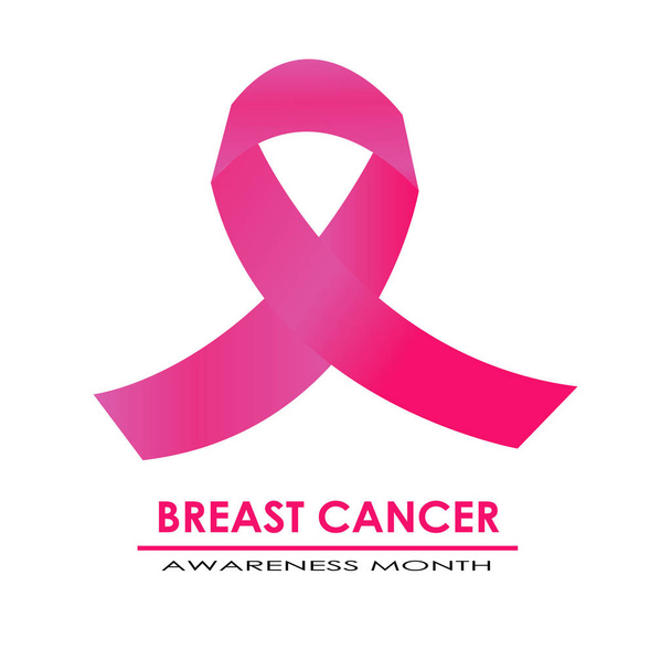 Pink ribbon symbol of awareness month breast cancer - Vector, Image