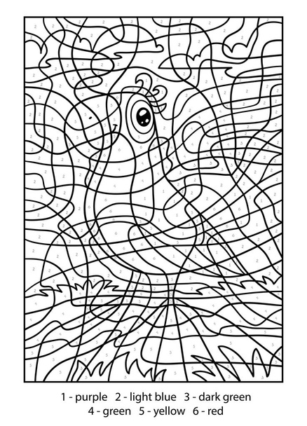 Cor por número, Papagaio em um lenço
 - Vetor, Imagem