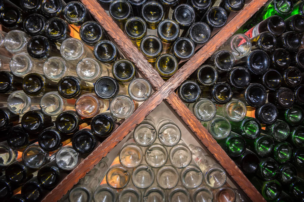 Bottoms of wine bottles close up - Photo, Image