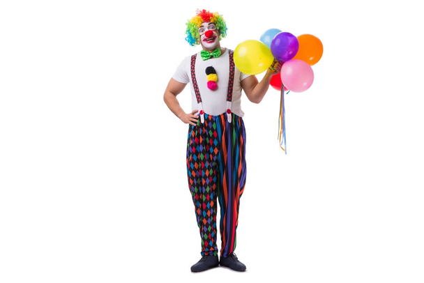 Funny clown with balloons isolated on white background - Photo, Image