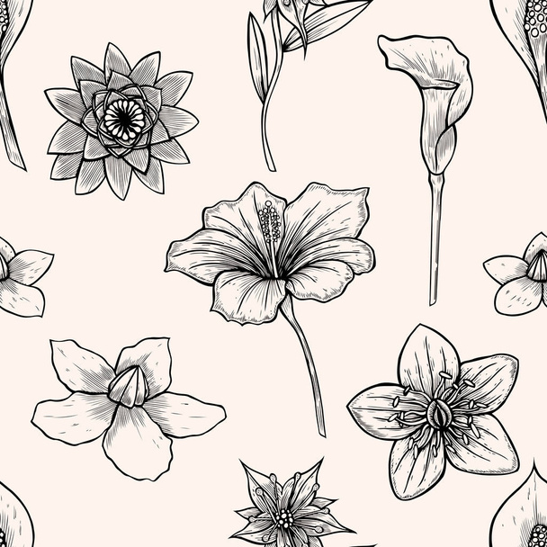 Seamless pattern with flowers. - Vektor, obrázek