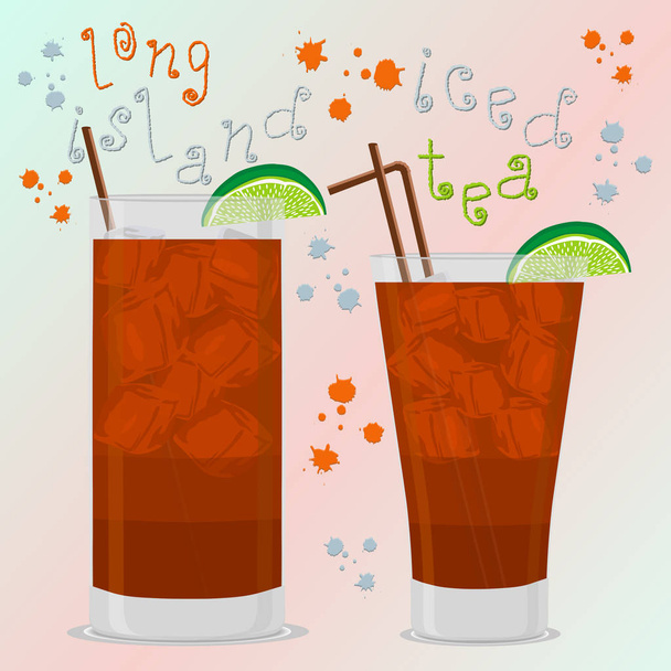 abstrakte Vektor-Illustration Logo für Alkohol-Cocktails lange Insel - Vektor, Bild