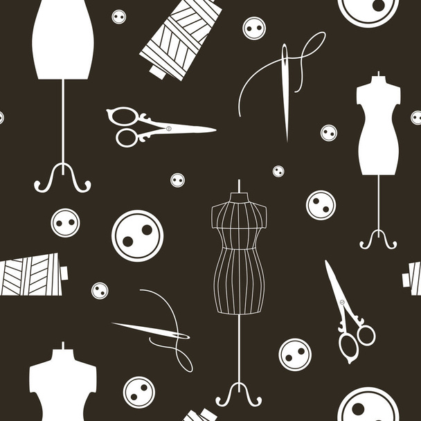 Sewing tools seamless pattern - Vector, Image