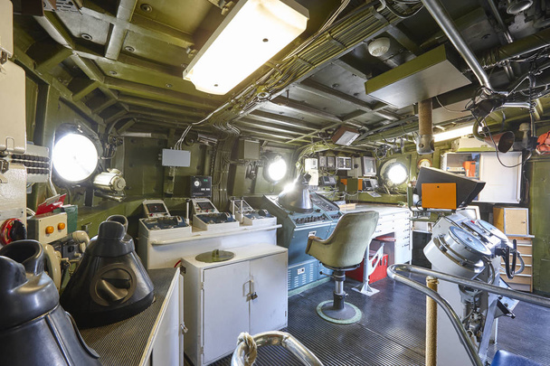 Parancs center belső a haditengerészet hadihajó. Army katonai felszerelések - Fotó, kép