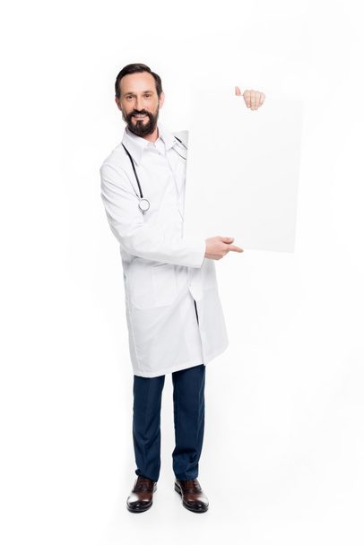 doctor holding blank banner - Фото, зображення