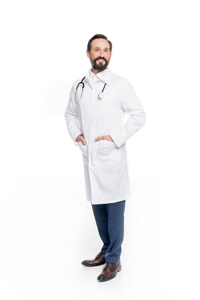 middle aged doctor with stethoscope - Fotoğraf, Görsel