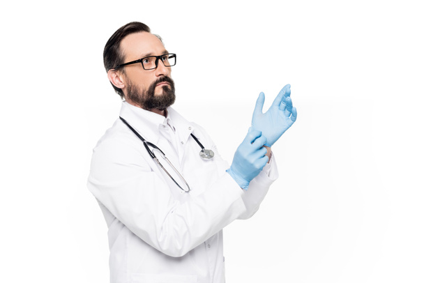 médico vestindo luvas médicas
 - Foto, Imagem