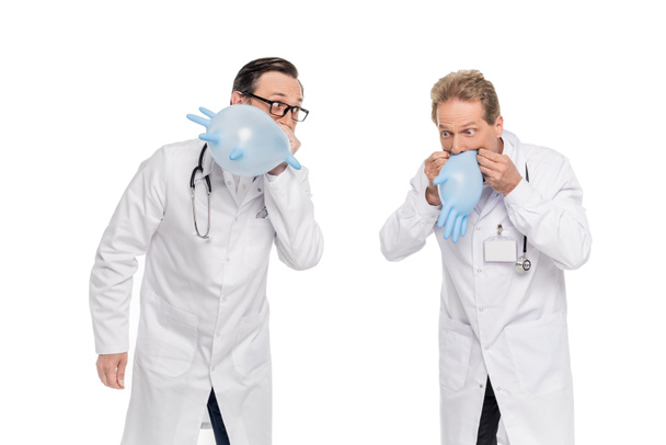 doctors having fun with medical gloves - Photo, Image