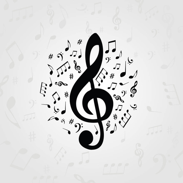 Cartaz musical com notas musicais
 - Vetor, Imagem