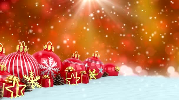 3D анимация - красные рождественские безделушки на фоне боке
 - Кадры, видео