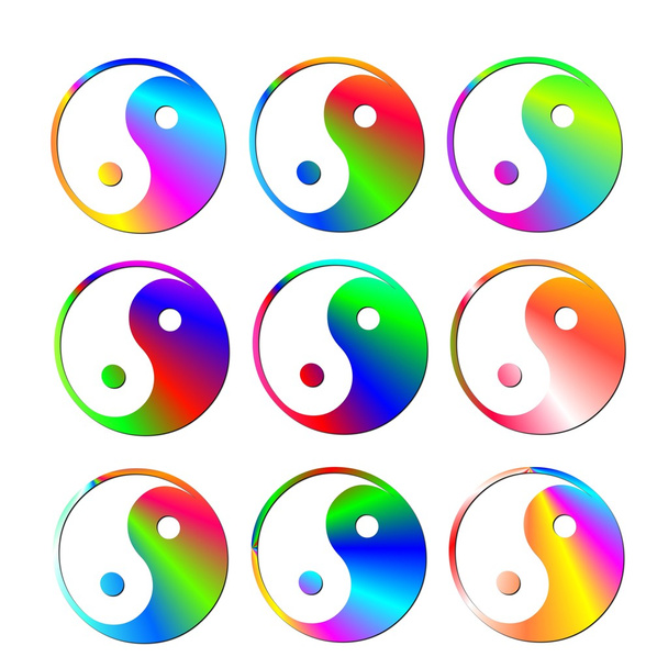 Set of colorful ying and yang symbols - Foto, Bild