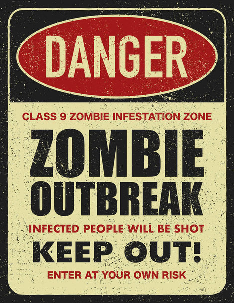 Señal de advertencia de Halloween zona de zombies peligro
 - Vector, Imagen