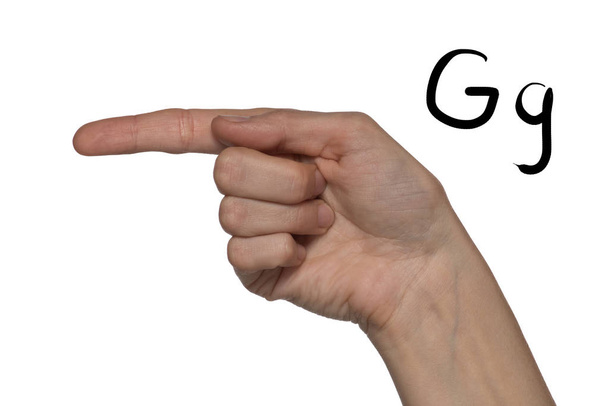 Alphabet for deaf-mutes people with hand gestures and a number letter on a background - Φωτογραφία, εικόνα