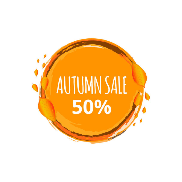 Watercolor autumn foliage vector sale banner  - Вектор,изображение
