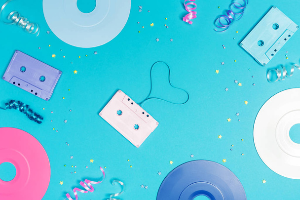 Musical objects on a blue background - Foto, Imagem