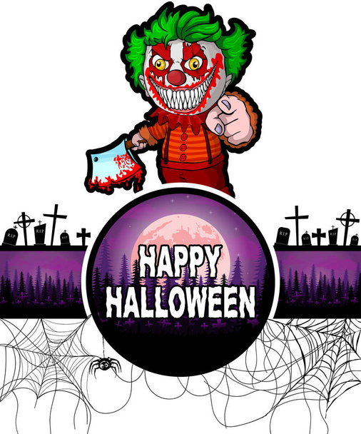 Felice modello di Halloween Design con clown
. - Vettoriali, immagini