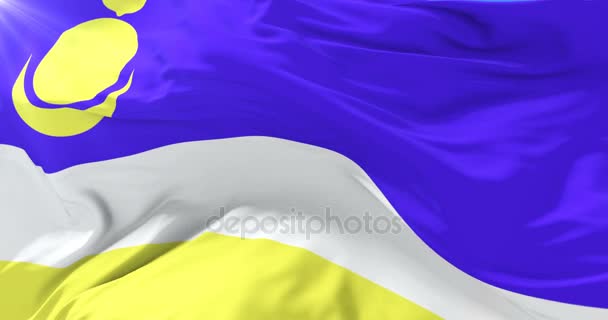 Buryatia Cumhuriyeti rüzgarda sallayarak bayrak, döngü - Video, Çekim