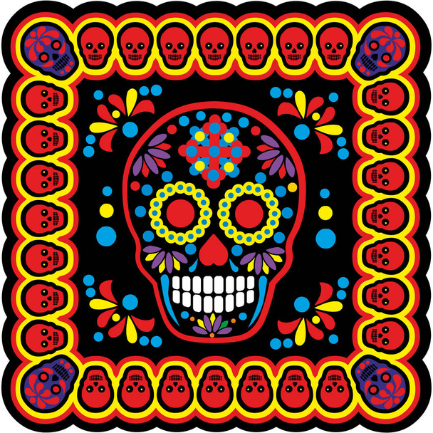 Ιερά θανάτου, ημέρα των νεκρών, μεξικάνικο ζάχαρης, πουκάμισα t σχεδιασμό vintage - Διάνυσμα, εικόνα