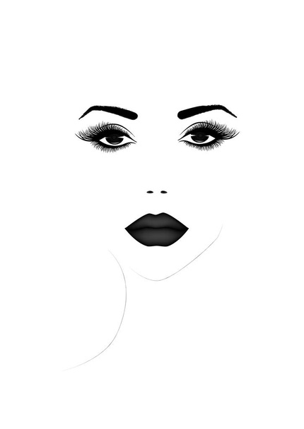 Kaunis nainen kasvot muotokuva, musta ja valkoinen vektori kuva
 - Vektori, kuva