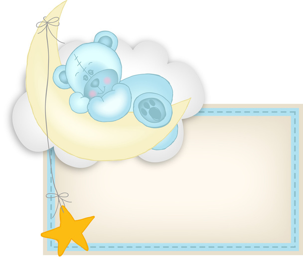 bebek çocuk etiket oyuncak ayı bir ayda uyku - Vektör, Görsel