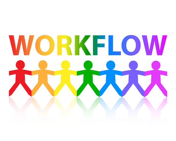 Flujo de trabajo gente de papel arco iris
 - Vector, Imagen