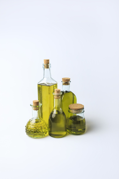 glass bottles with olive oil - Foto, Imagem