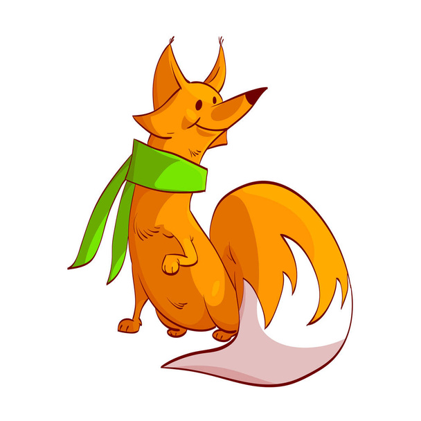 Cartoon vector fox with a scarf - Vector, Image