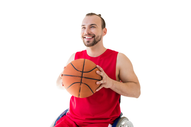 sportsman in wheelchair throwing ball - Photo, Image