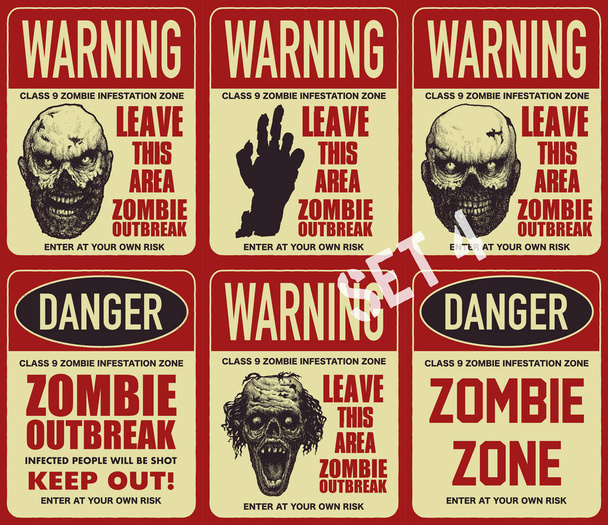 Плакат с табличкой "Вспышка зомби"
  - Вектор,изображение