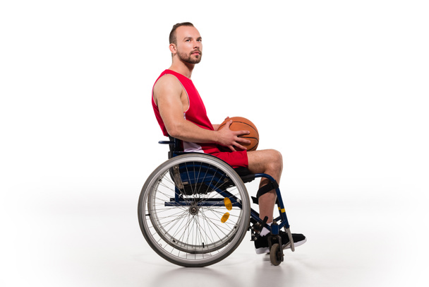 disabled sportsman holding basketball ball - Φωτογραφία, εικόνα
