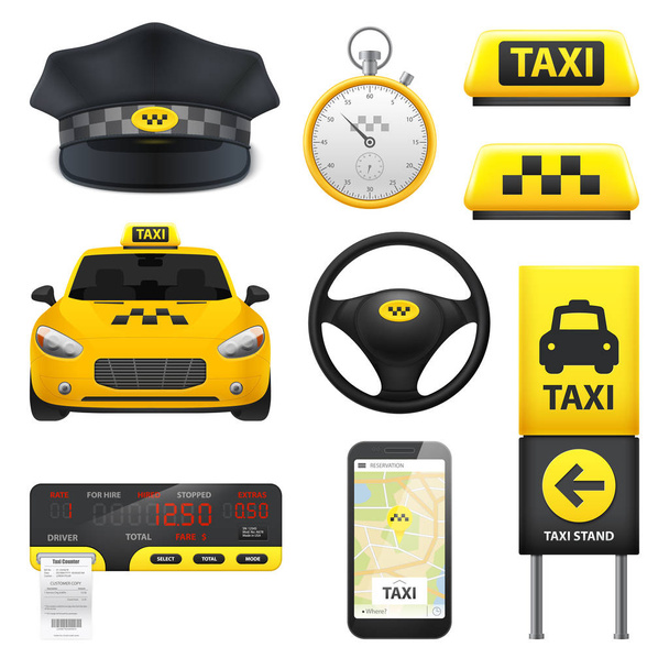 Taxi segno elementi di raccolta
 - Vettoriali, immagini