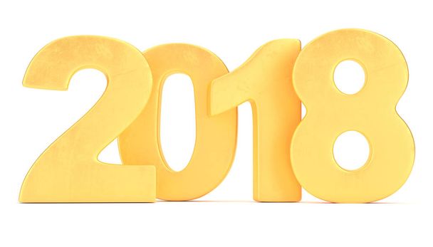 Golden 2018 new year figures isolated on white background - 写真・画像