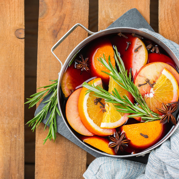 Christmas winter hot drink, mulled wine - Photo, Image
