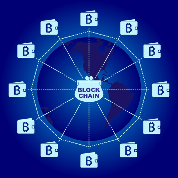 Illustration der Geschäftsblockkette. - Vektor, Bild