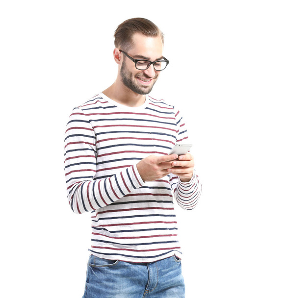 Attractive young man with smartphone  - Zdjęcie, obraz