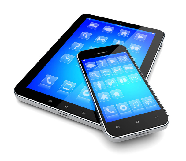 Tablette PC avec smartphone
  - Photo, image
