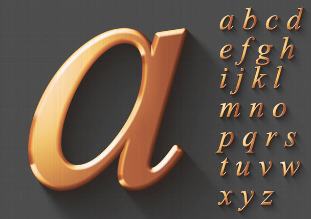 Set of golden luxury 3D lowercase english letters. - Vektor, Bild