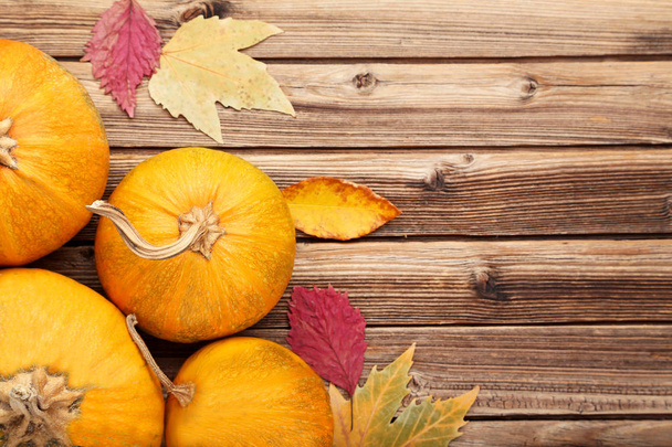Orange pumpkins with dry leaves  - Foto, immagini