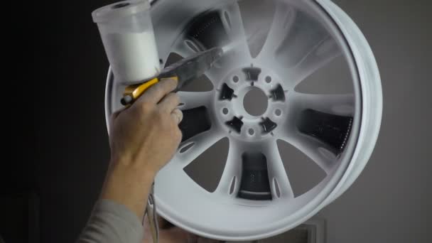 Powder coating of auto wheel - Footage, Video
