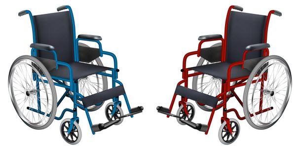 車椅子。青と赤の色。医学と健康。孤立したオブジェクト。ベクトル イラスト - ベクター画像