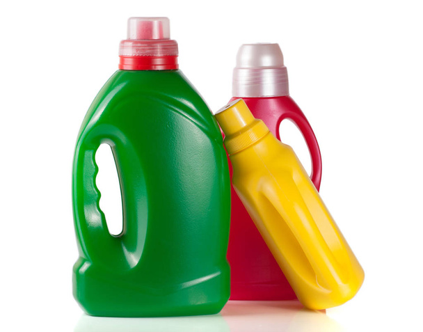 mosoda mosó-és tisztítószerek palack textilöblítő koncentrátum elszigetelt fehér background - Fotó, kép