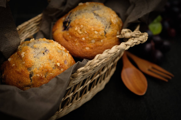 Still life blueberry muffins in a rustic style.  - Photo, image
