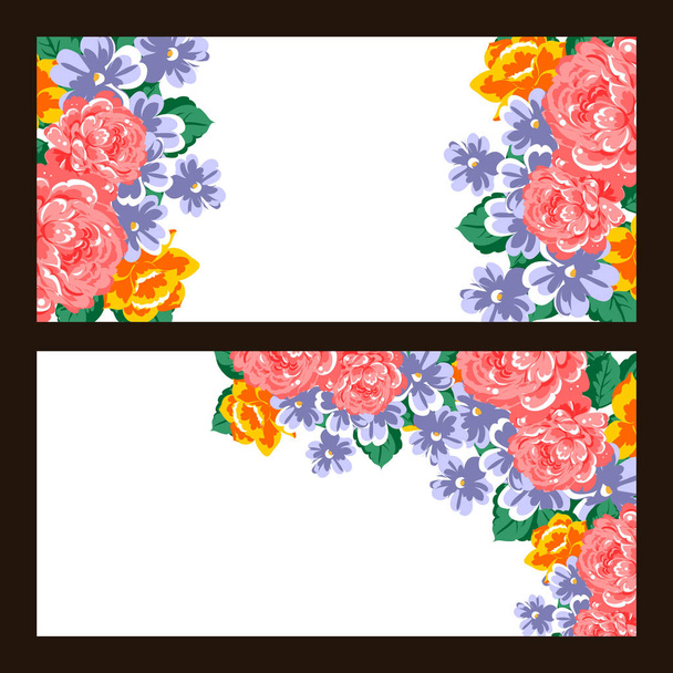 Set of floral invitation cards - Vettoriali, immagini