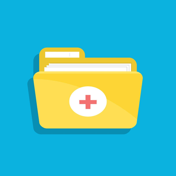 Icon of the medical folder for documents. For web, mobile and computer applications. Flat illustration isolated on color background. - Vector, Imagen